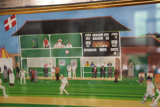 § Michael Lewis (1943-) The Cricket Match, 28.5 x 38.5in.